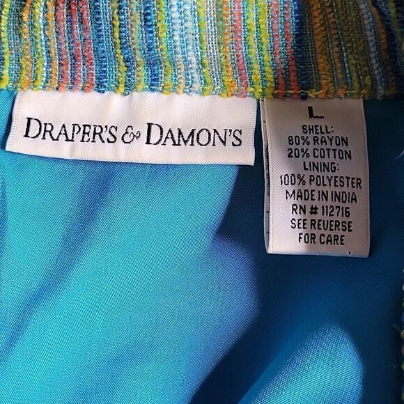 DRAPERS AND DAMONS Blue, Yellow, Red Striped Jacket Large - Picture 8 of 8